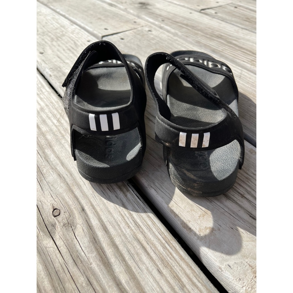 Adidas Black Velcro Strap‎ Sandals Kid's Size 3 Water Shoes Comfort Slides - Picture 4 of 6